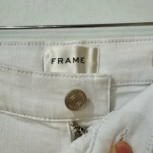 NWOT | FRAME Le Slim Palazzo Raw Hem Jeans | White | Full length | SZ 26 - Picture 6 of 13